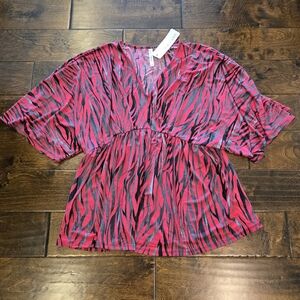 NWT Deat Scarlett Zebra Dolman Babydoll Top Size L